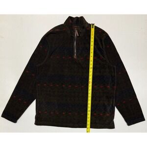 Chaps Mens Quarter Zip Fleece Pullover Brown Geometric Pattern Mock Neck Large